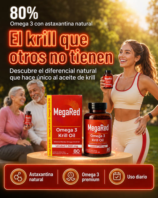 🌿 MEGARED OMEGA 3 KRILL OIL 1300 MG – 80 CÁPSULAS